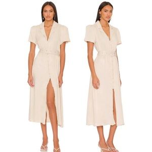 WeWoreWhat Camp Satin Collar Shirt Dress - Creme Brulee